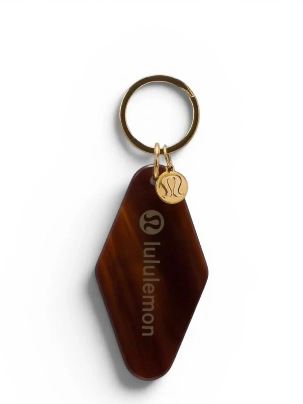 Lululemon Retro Hotel Diamond Keychain Ring Brown Gold NWT